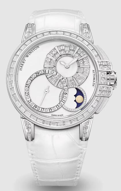 Harry Winston Ocean Date Moon Phase Baguette Automatic 42mm OCEAMP42WW004 Replica Watch